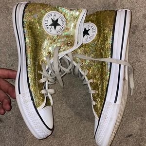 Gold sequins converse